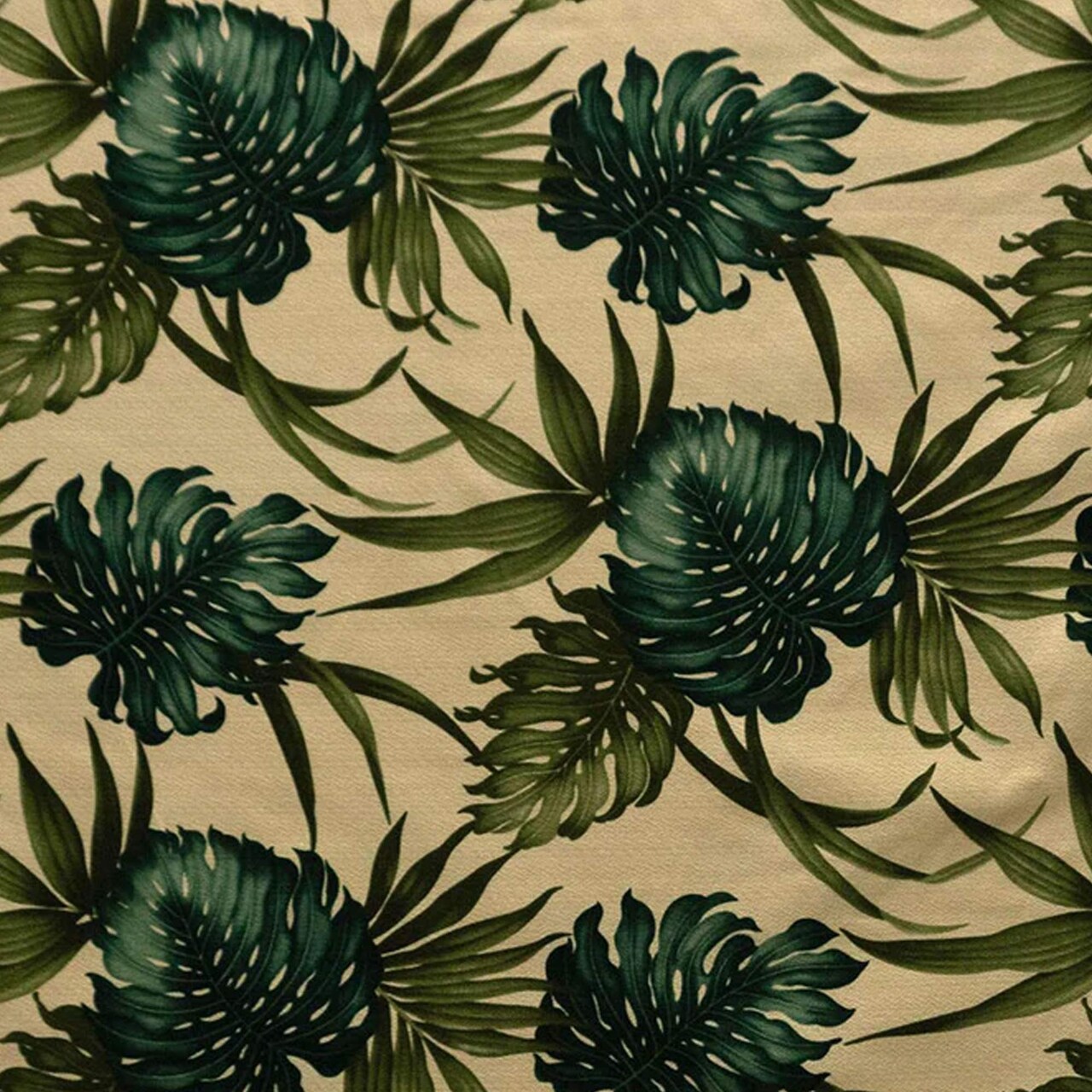 1 Yard Monstera Leaf Dypsis Lutescens Heavy Barkcloth Fabric, 100% Cotton, 36in L x 57in W
